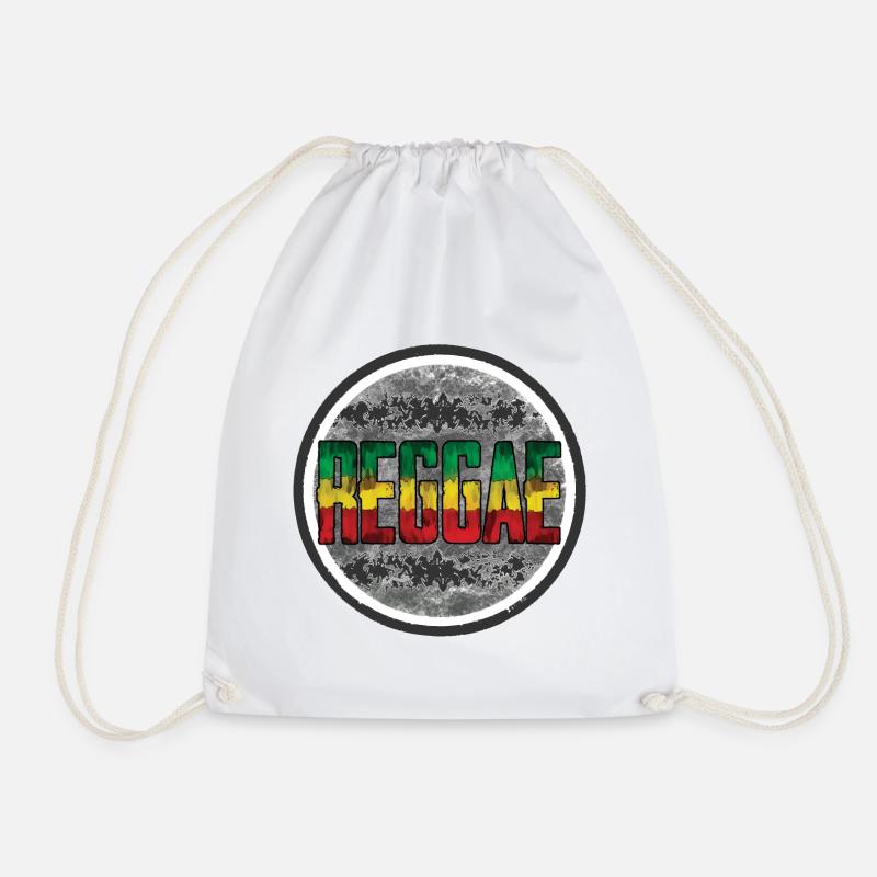 Rainbow Rasta Peace Symbol - Drawstring Bag - white