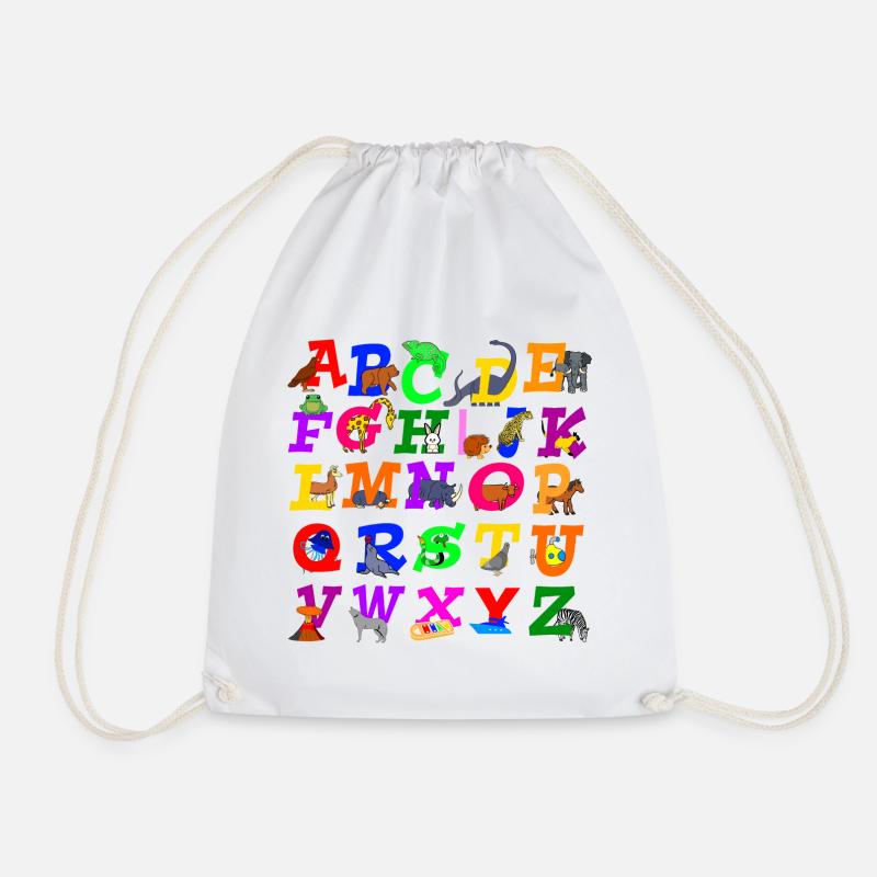alphabet - Drawstring Bag - white