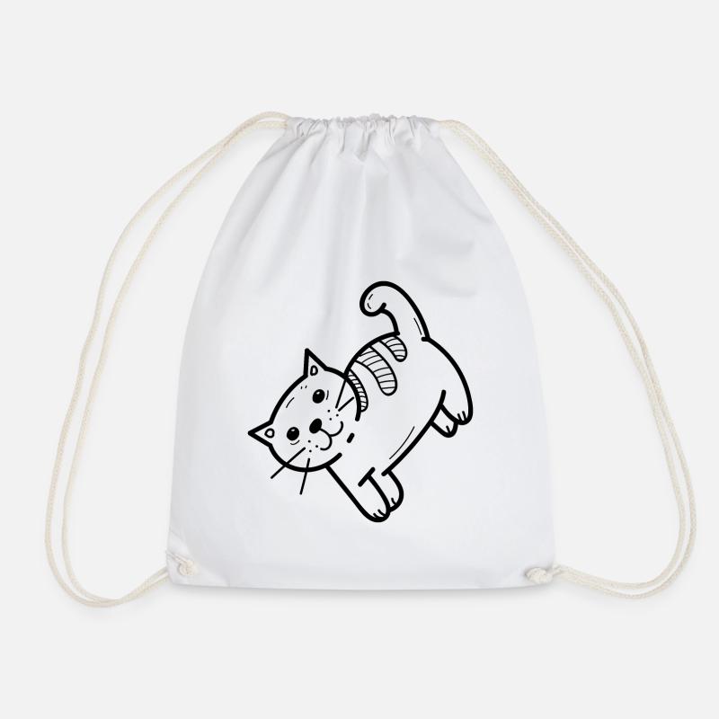 domestic cat - Drawstring Bag - white