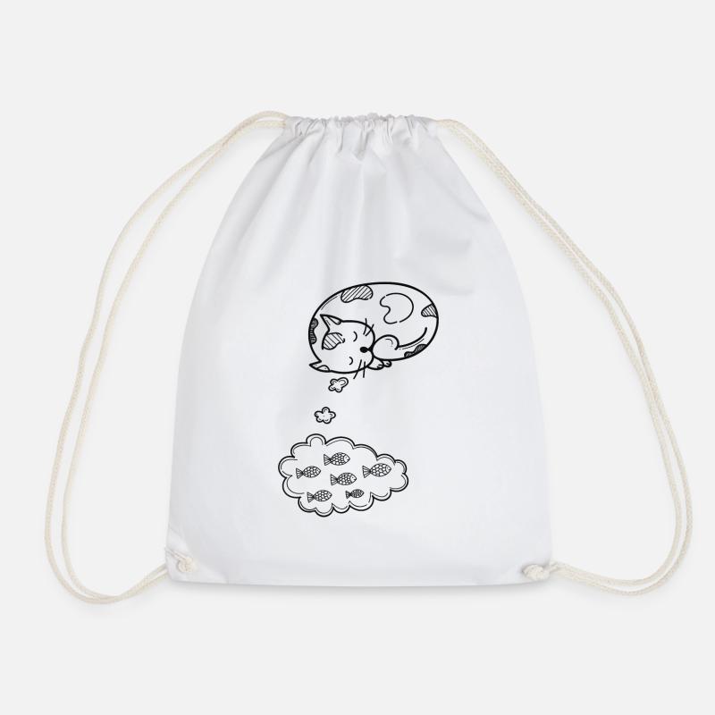 Cat kitty meow cat lady gift idea - Drawstring Bag - white
