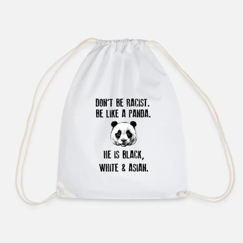 Racism Panda Black White Asian - Drawstring Bag - white