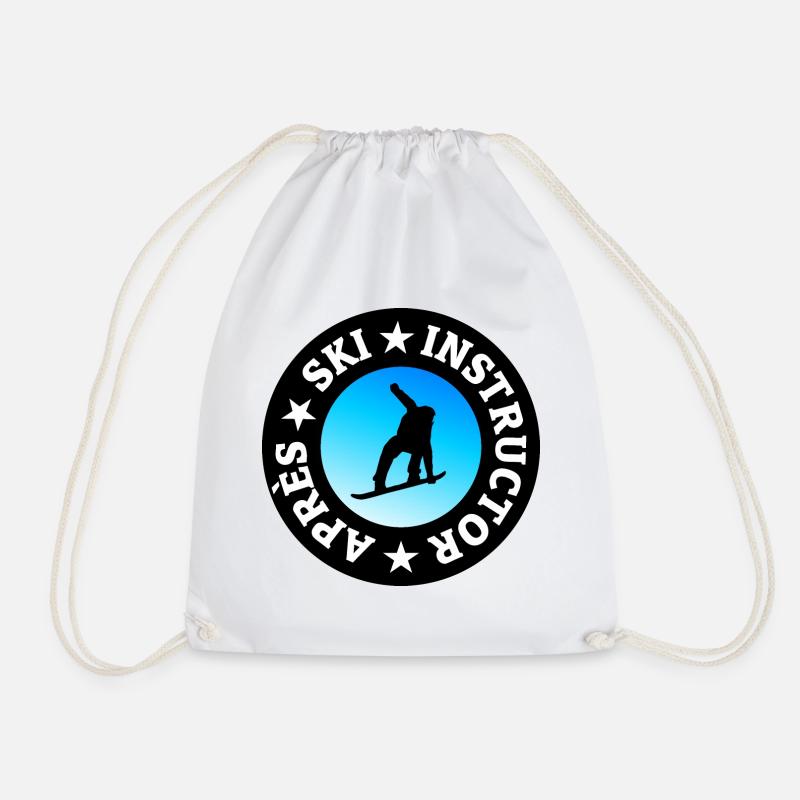 Après-Ski Instructor Quality Seal (Snowboarder) - Drawstring Bag - white