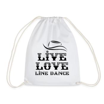 Geschenk für Linedancer: Live, Love, Line Dance - Turnbeutel - Weiß - Vorne