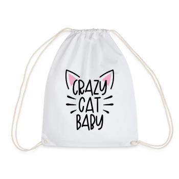 Crazy cat baby - Drawstring Bag - white - Front