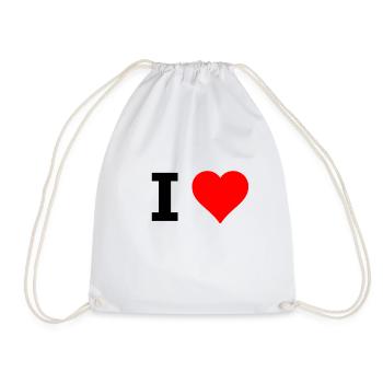 I Love ( text can be inserted as desired) I love - Drawstring Bag - white - Front