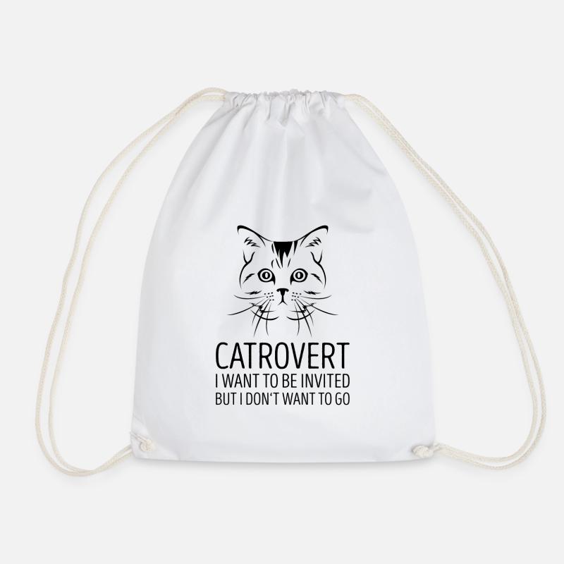 Catrovert Cat Introvert Geschenk - Turnbeutel - Weiß