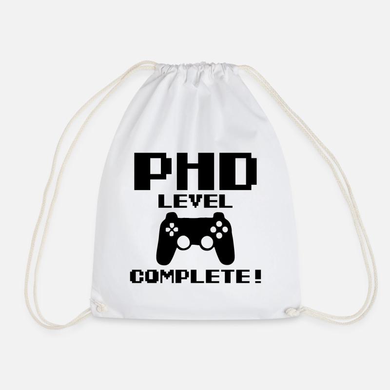 Phd Level Completet Gamer Abschluss Geschenk - Turnbeutel - Weiß