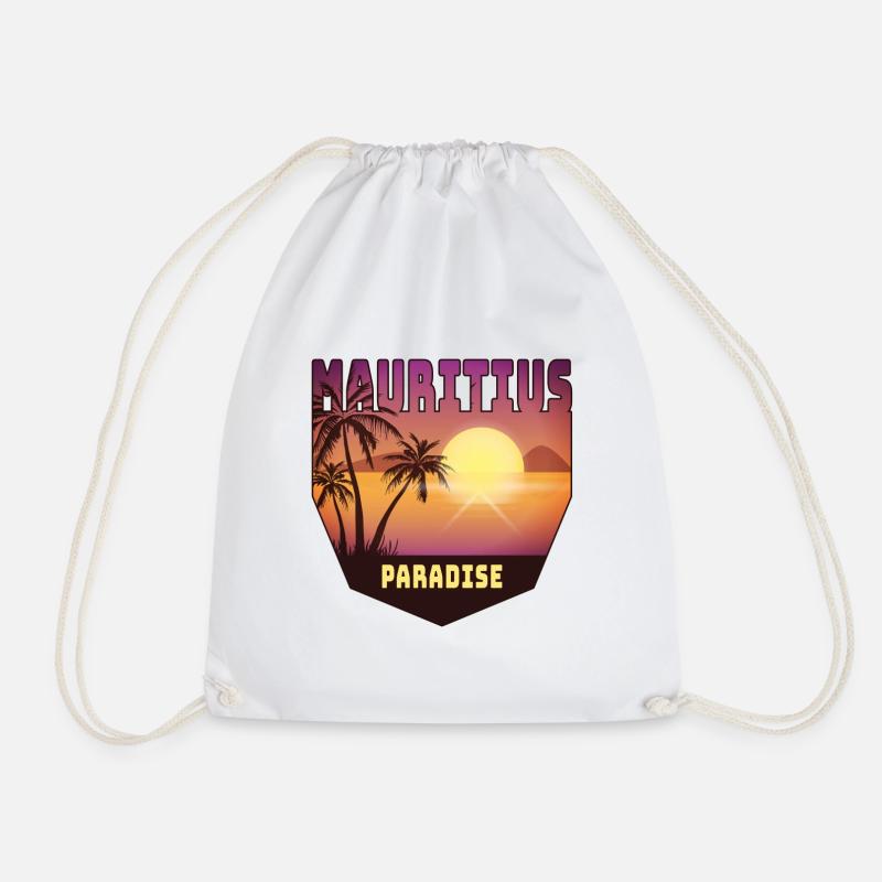 Mauritius Design mit Palmen und Sonne / Geschenk - Turnbeutel - Weiß