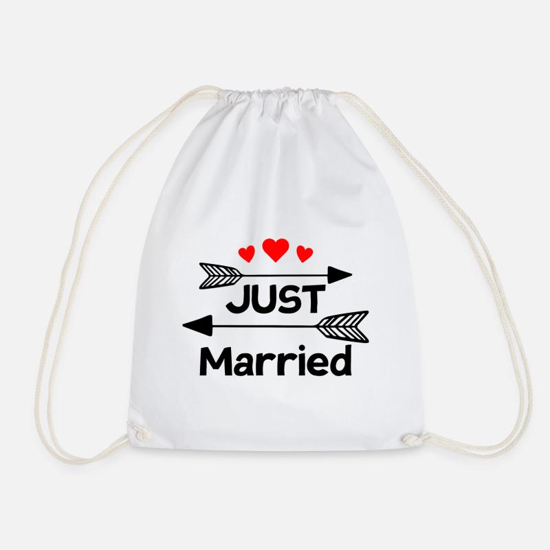 Just Married Hochzeit Geschenk - Turnbeutel - Weiß
