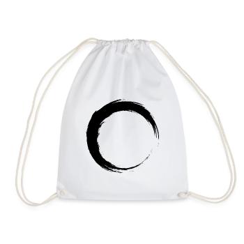 Circle black - Drawstring Bag - white - Front