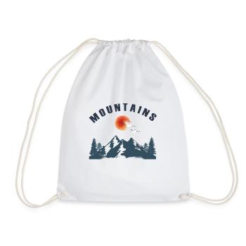 Mountains Nature Mountains with sun and birds - Drawstring Bag - white - Front