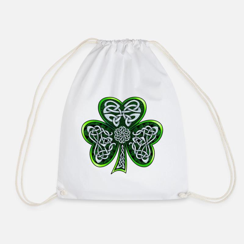 Celtic Shamrock - Drawstring Bag - white