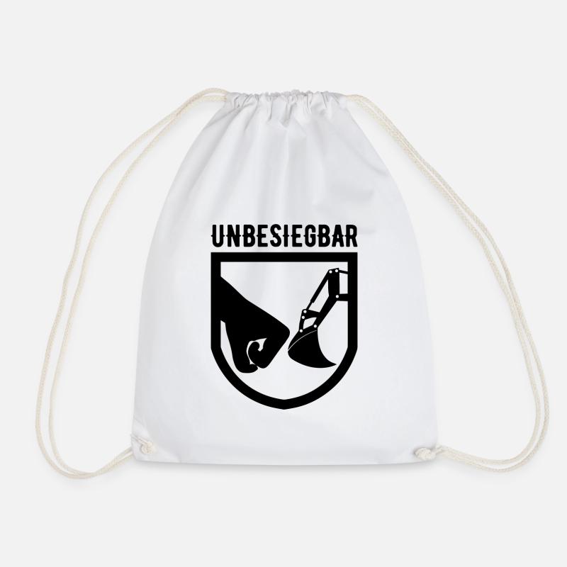 Unbesiegbar Bagger Baggerfahrer Geschenk - Turnbeutel - Weiß