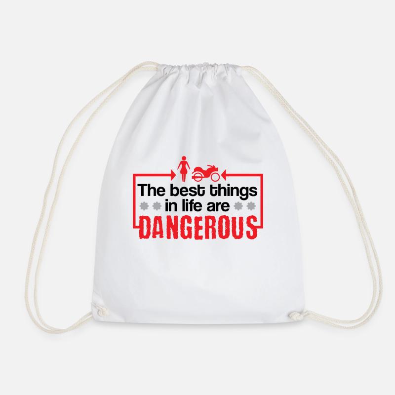 Motorbike Motorcyclist Biker Statement Funny - Drawstring Bag - white
