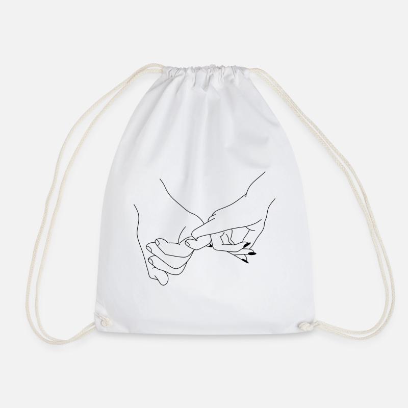Hand in hand - love - hands - Drawstring Bag - white
