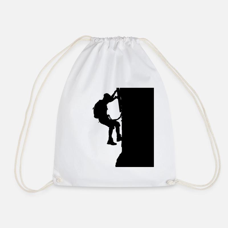 Via Ferrata Walker Silhouette Black - Drawstring Bag - white