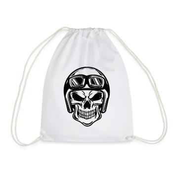 Crâne moto biker casque motos sauvage cool - Sac de sport léger - blanc - Devant