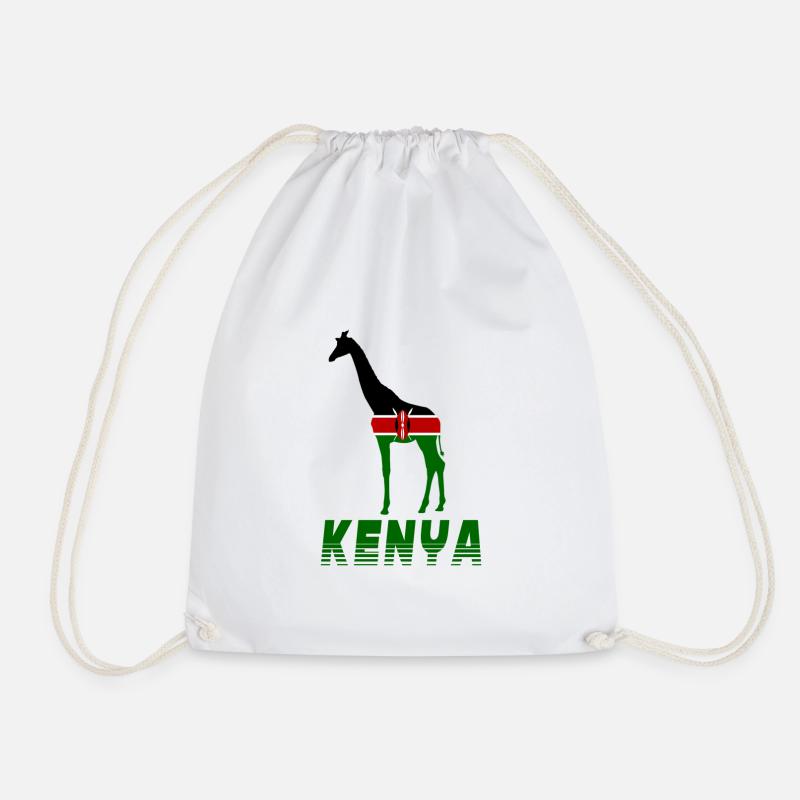 Kenya giraffe - Drawstring Bag - white
