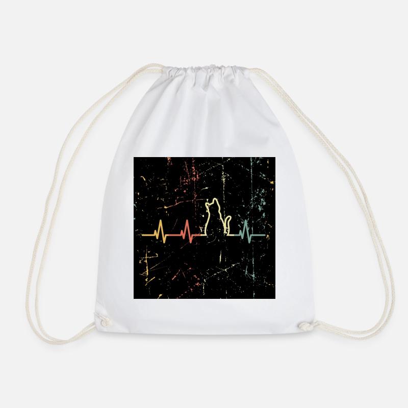 Cats face mask - Drawstring Bag - white