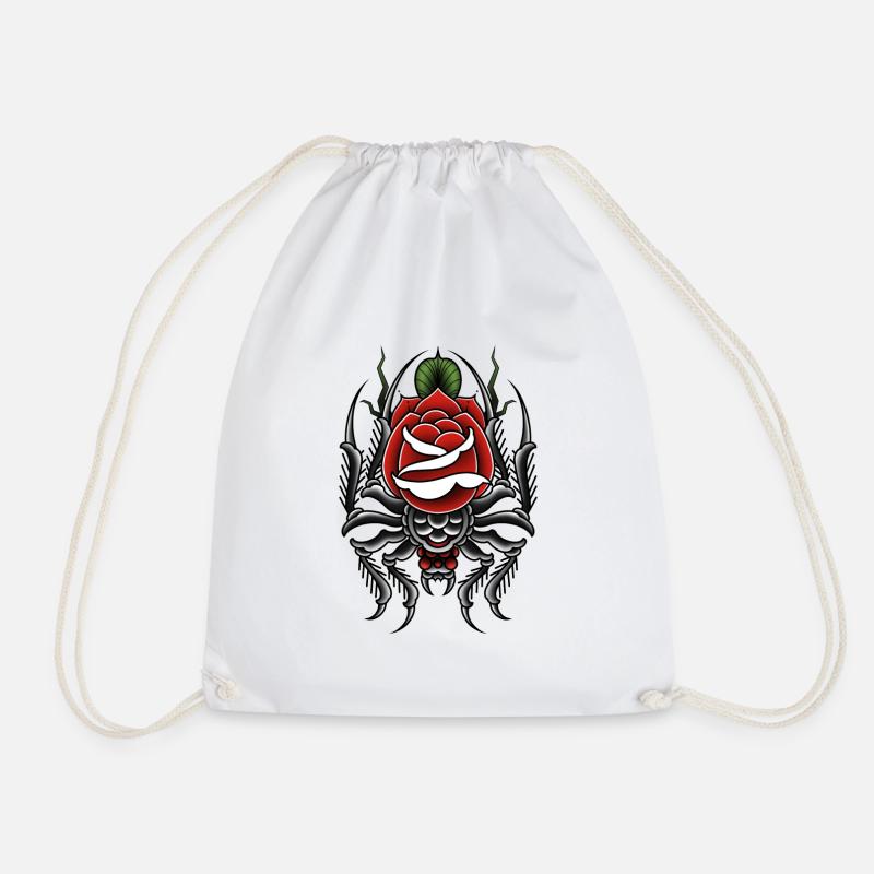 Araignée de tatouage old school avec rose - Sac de sport léger - blanc