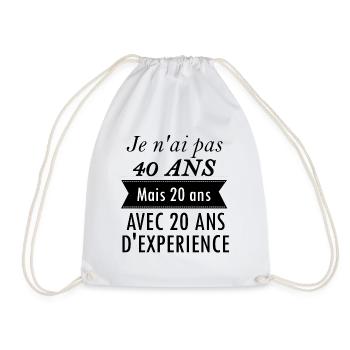 Cadeau anniversaire 40 ans - Sac de sport léger - blanc - Devant