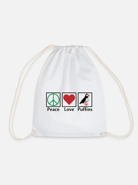 Peace Love Puffins Lunde Papageitaucher Geschenk - Turnbeutel - Weiß