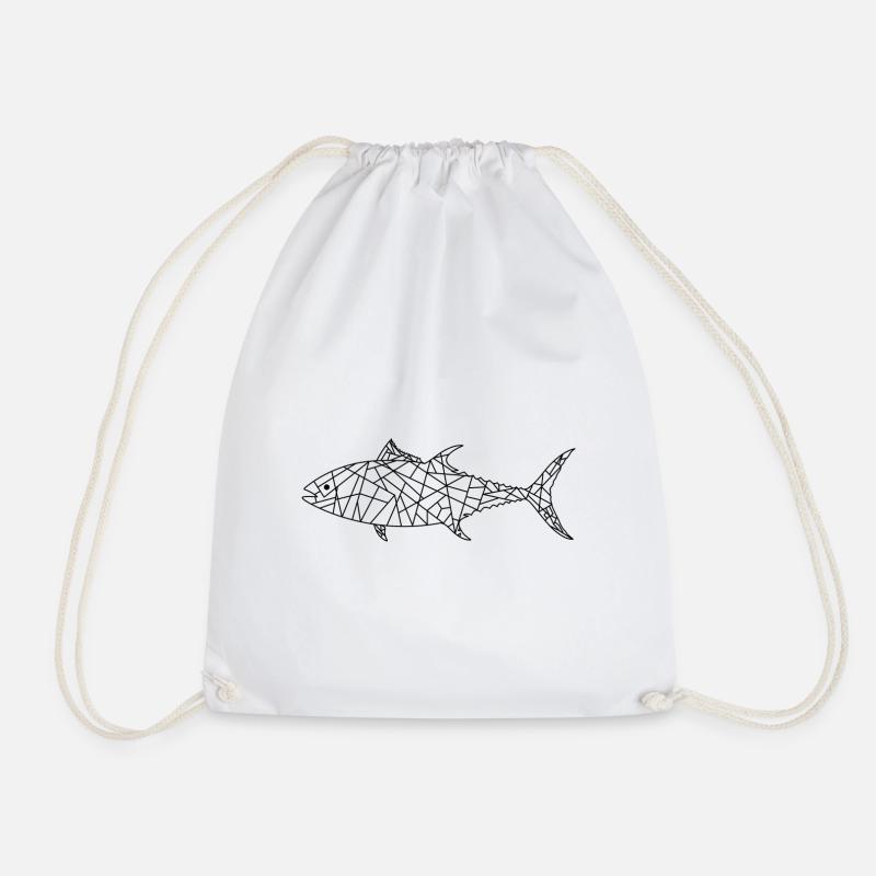 Fish - Drawstring Bag - white