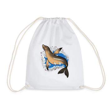 Sea Lion very light colors - Drawstring Bag - white - Front