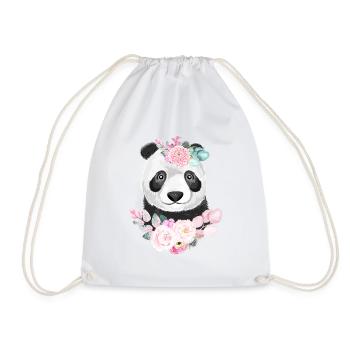 Panda Flower - Drawstring Bag - white - Front