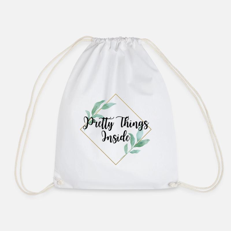 pretty things inside bag - Drawstring Bag - white