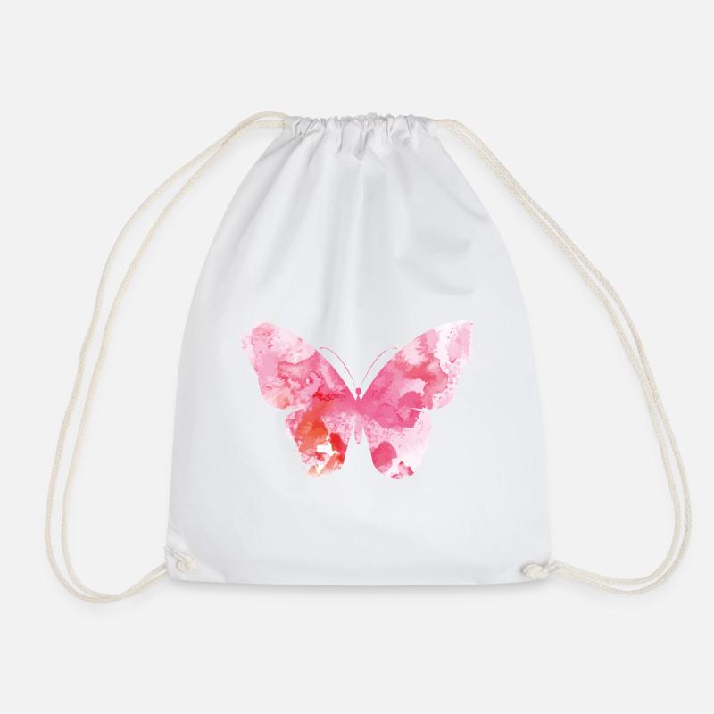 butterfly - Drawstring Bag - white