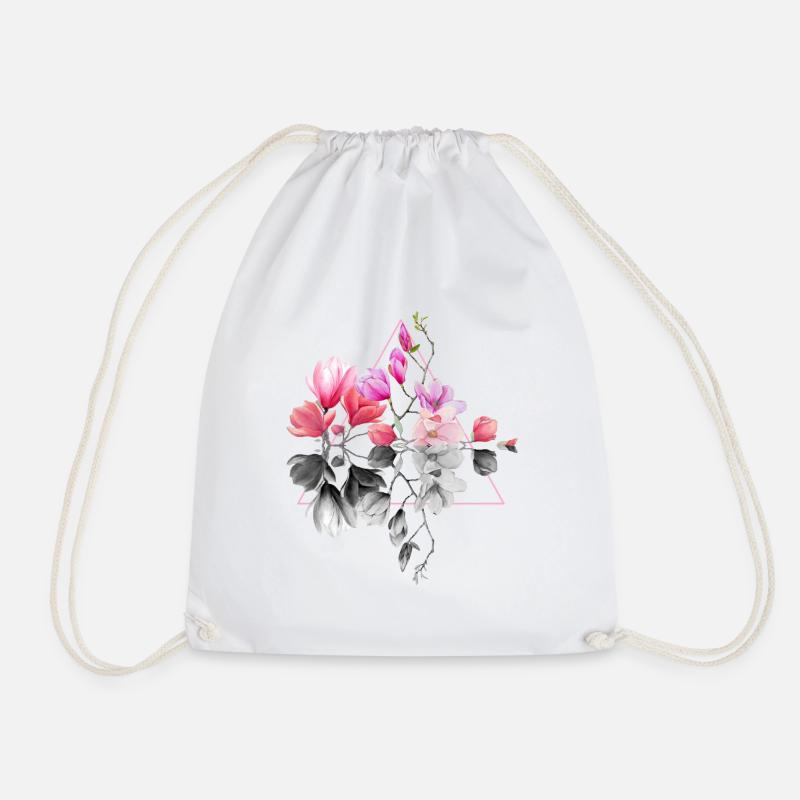 Blumen Design Motiv Geometrisch - Turnbeutel - Weiß
