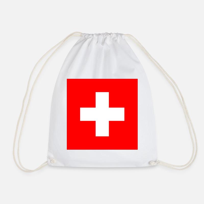 Swiss cross large - Drawstring Bag - white