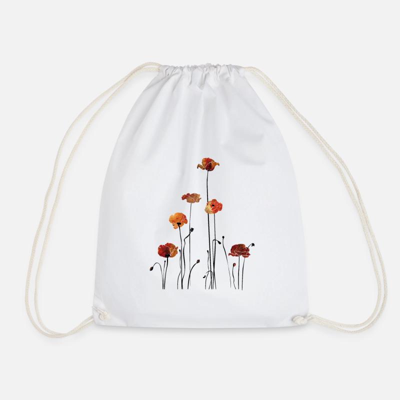 Mohnblumen Silhouette Design - Turnbeutel - Weiß