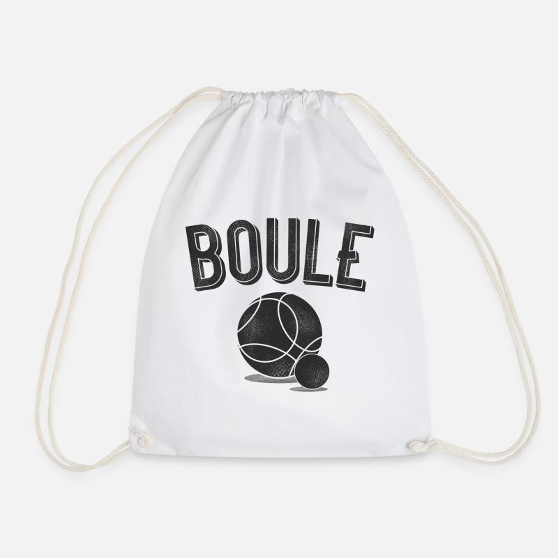 Boule Kugel mit Schweinchen Petanque Boulespieler - Turnbeutel - Weiß