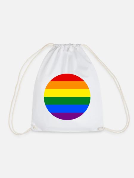 runde Aufkleber Homosexuell Stolz Flagge Regenbogenfahne - Turnbeutel - Weiß