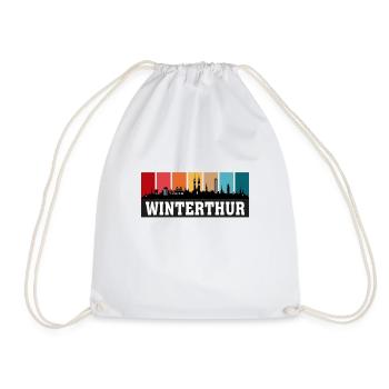 Winterthur Switzerland Travel Souvenir Skyline - Drawstring Bag - white - Front