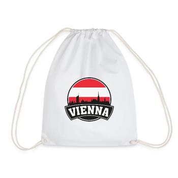 Vienna City Skyline Austria Flag Souvenir - Drawstring Bag - white - Front