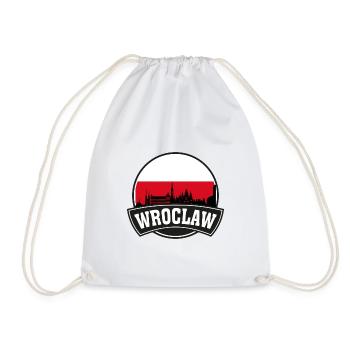 Wroclaw Poland Skyline Travel Souvenir Polnische Flagge - Turnbeutel - Weiß - Vorne