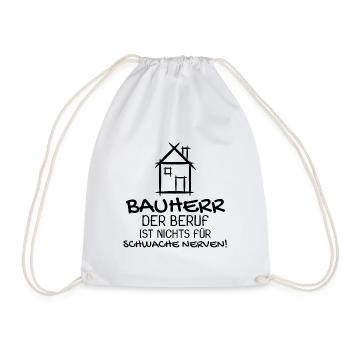Bauherr Baumeister Hausbau Haus Witziges Geschenk - Turnbeutel - Weiß - Vorne
