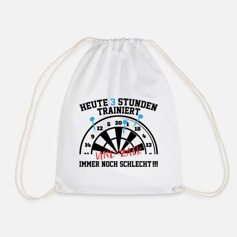Trainiert Geschenk Spruch Darts Wurfspieß - Turnbeutel - Weiß