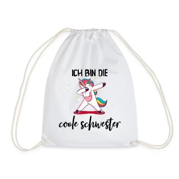 Ich bin die coole Schwester | Einhorn Geschenk - Turnbeutel - Weiß - Vorne