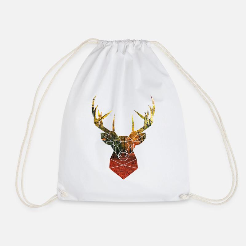 deer head in autumn - Drawstring Bag - white