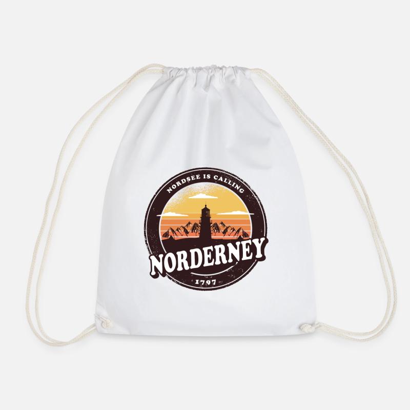 Norderney Sunset Leuchtturm Design / Geschenkidee - Turnbeutel - Weiß