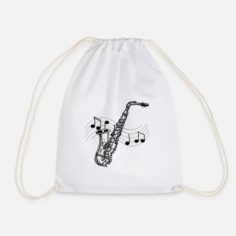 Saxophone musique dessin partition notes noirs - Sac de sport léger - blanc