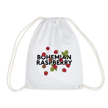 "bohemian raspberry" statement with raspberries - Drawstring Bag - white - Front