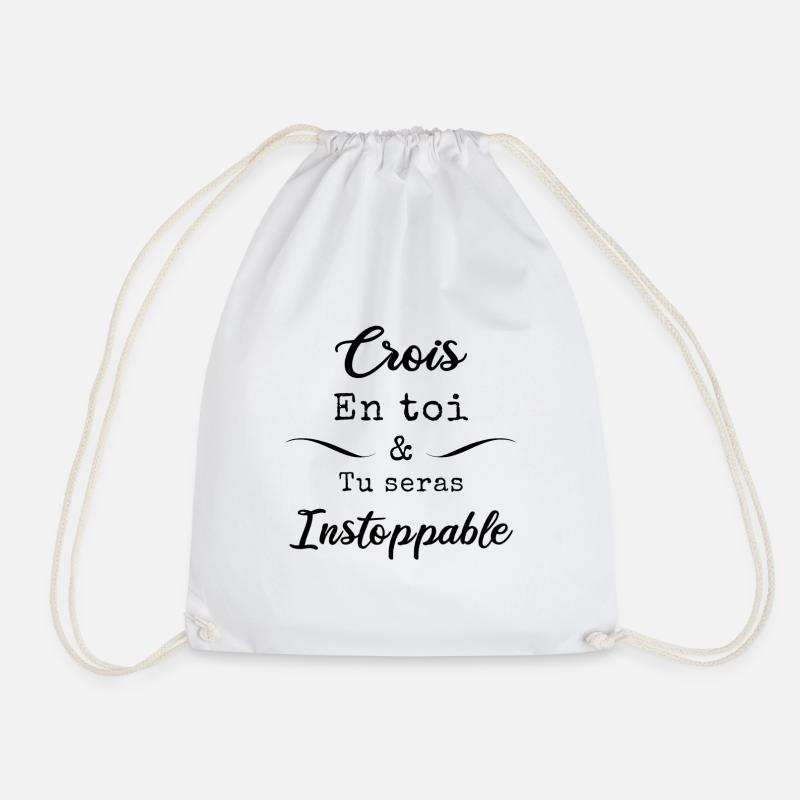 Crois en toi et tu seras instoppable noir - Sac de sport léger - blanc