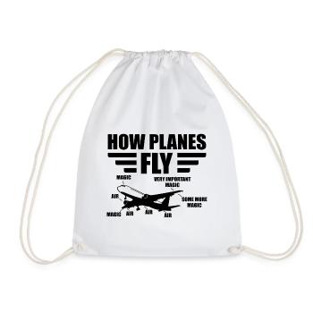 How planes fly pilot aviation gift airplane - Drawstring Bag - white - Front