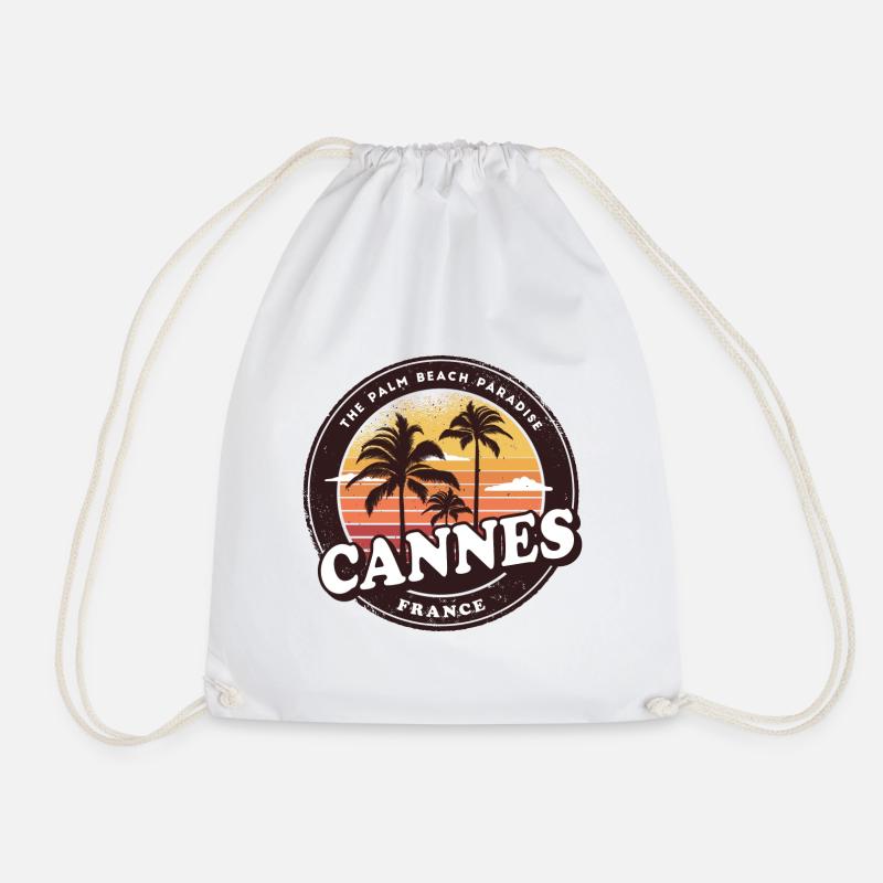 Cannes Frankreich Vintage Beach Design / Geschenk - Turnbeutel - Weiß