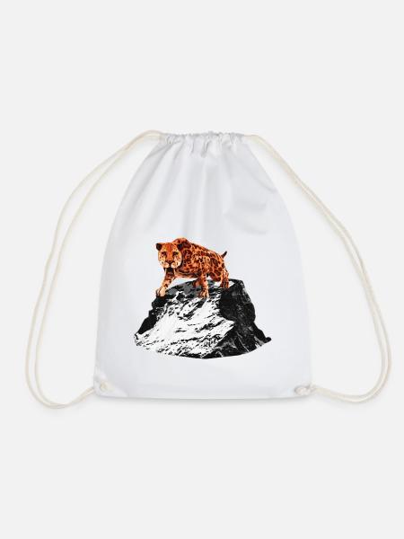 smilodon, raubkatze männer, Säbelzahntiger, Urzeit - Turnbeutel - Weiß